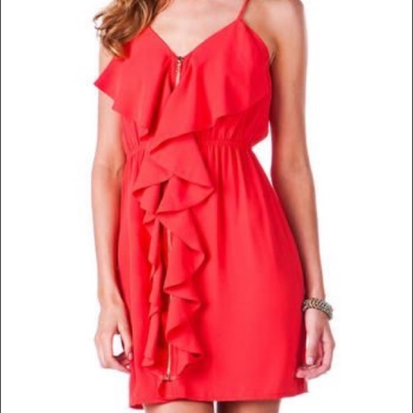 Alya Dresses & Skirts - 4/$25 Alya Francesca’s red flow zip up dress